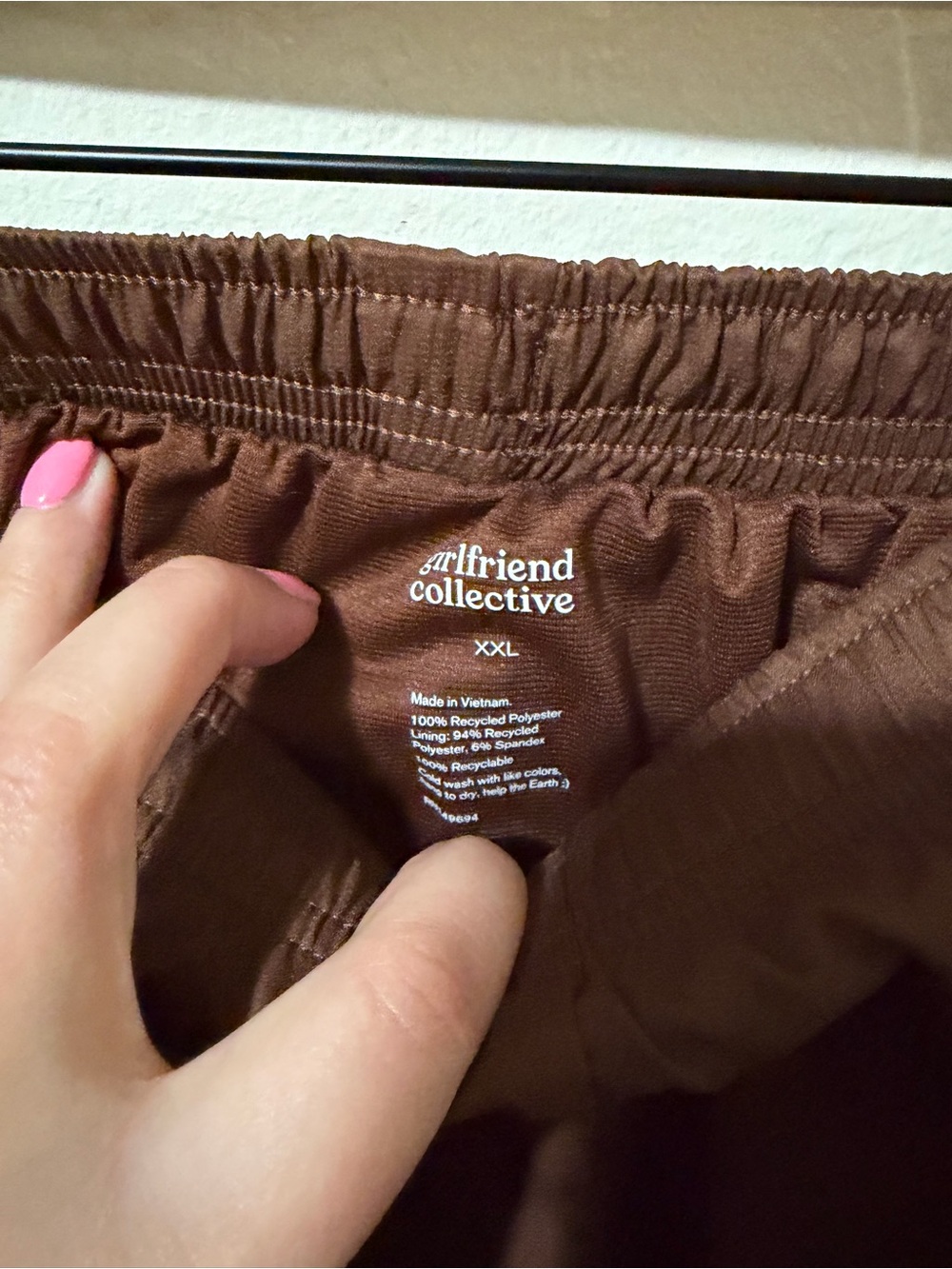 girlfriend collective Brown Elastic-Waist High-Rise Shorts - Picture 2 of 2